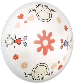 Φωτιστικό Οροφής Junior 2 88973 White-Pink Eglo Metal, Glass