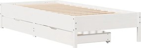 vidaXL Σκελετός Κρεβ. Χωρίς Στρώμα Λευκό 75x190 εκ Μασίφ Πεύκο