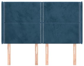 Κεφαλάρι με Πτερύγια Σκούρο Μπλε 147x16x118/128 εκ. Βελούδινο 3119492