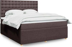 vidaXL Κρεβάτι Boxspring με Στρώμα Σκούρο Καφέ 180x200 εκ Υφασμάτινο