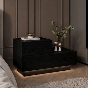 Κομοδίνο Μαύρο Ξύλο FETEL 70x38.3x35