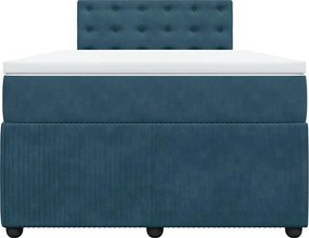 vidaXL Κρεβάτι Boxspring με Στρώμα Μπλε 120x200 εκ. Βελούδινο