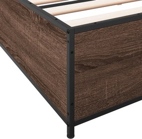 vidaXL Πλαίσιο Κρεβατιού Καφέ Δρυς 200x200 εκ. Επεξ. Ξύλο &amp; Μέταλλο