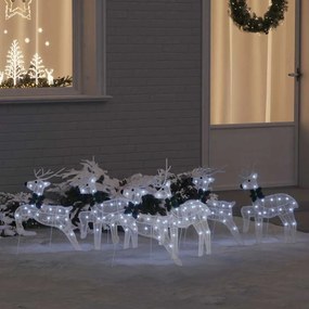 vidaXL LED Ελάφια 6 pcs Λευκό ύφασμα