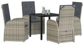 vidaXL Σέτ φαγητού για κήπο με μαξιλάρι 5 pcs Γκρι συνθετικό ρατάν
