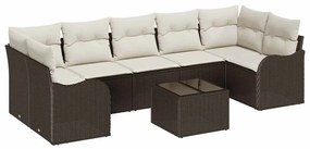 vidaXL Σετ Καναπέ Κήπου με μαξιλάρι 8 pcs Καφέ, Κρέμα 55 x 55 x 37 εκ