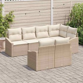 vidaXL Σέτ φαγητού για κήπο με μαξιλάρι 7 pcs Μπεζ, Κρέμα