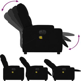 vidaXL Πολυθρόνα Μασάζ Ηλεκ. Ανακλινόμενη Μαύρη Υφασμάτινη