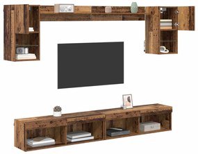 Μονάδες Τοίχου ΤV με LED 6 pcs Παλιό ξύλο Επεξεργασμένο ξύλο