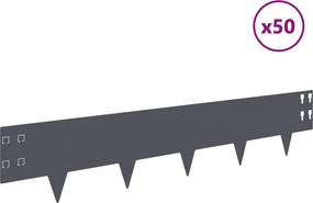 vidaXL Περίγραμμα γκαζόν 50 τμχ. 100 x 20 cm Steel Ανθρακί