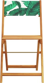 vidaXL Καρέκλες Μπιστρό 2 τεμ. Σχέδιο Φύλλων Μασίφ Ακακία &amp; Ύφασμα