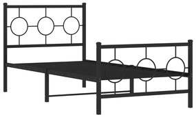vidaXL Πλαίσιο Κρεβατιού με Κεφαλάρι&Ποδαρικό Μαύρο 90x200 εκ. Μέταλλο