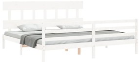 vidaXL Πλαίσιο Κρεβατιού με Κεφαλάρι Λευκό 200x200 εκ. Μασίφ Ξύλο