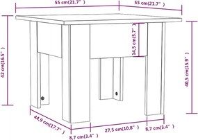 vidaXL Τραπεζάκι Σαλονιού Λευκό 55x55x42 εκ. Επεξεργ. Ξύλο