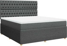 vidaXL Κρεβάτι Boxspring με Στρώμα Σκούρο Γκρι 180x200 εκ Υφασμάτιν