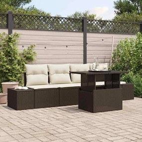 vidaXL Σετ Καναπέ Κήπου 5 pcs Καφέ και κρεμ 100 x 55 x 73 εκ