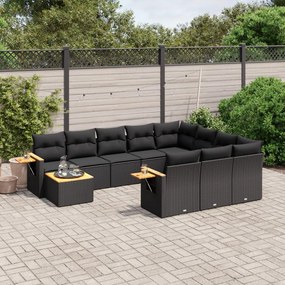 vidaXL Patio Sofa Set 11-θέσια Black