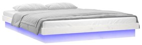 Πλαίσιο Κρεβατιού με LED Λευκό 160 x 200 εκ. από Μασίφ Ξύλο - Λευκό