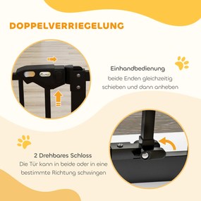 Dog Door Gate Barrier Pet Gate Metal Plastic 74-80cm Μαύρο