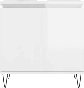 vidaXL Ντουλάπι Μπάνιου Γυαλ. Λευκό 58 x 33 x 60 εκ. από Επεξεργ. Ξύλο