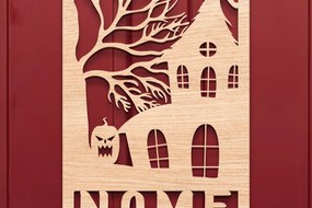 Intra απο ξύλο plywood  Χρώμα wenge 3mm-4mm πάχος - Halloween Name Sign Δίασταση 15x15 cm INTRAFABR-98985131