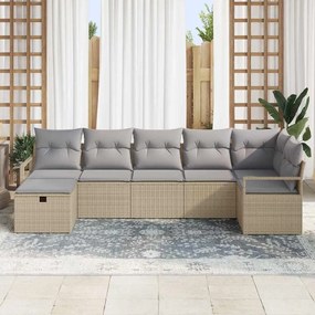 vidaXL Σετ Καναπέ Κήπου 7 pcs μπεζ και ανοιχτό γκρι 287 x 122 x 85 εκ