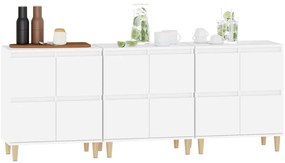 vidaXL Ντουλάπια 3 τεμ. Λευκό 60x35x70 εκ. Επεξεργασμένο Ξύλο