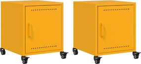vidaXL Κομοδίνα 2 τεμ. Μουσταρδί 36x39x43,5 εκ. από Χάλυβα