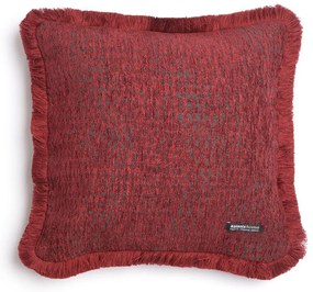Μαξιλαροθήκη Διακοσμητική Ismaros Trimming Bordo-Grey Aslanis Home 45X45 Βαμβάκι-Chenille