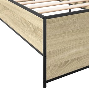 vidaXL Πλαίσιο Κρεβατιού Sonoma Δρυς 100x200 εκ. Επεξ. Ξύλο &amp; Μέταλλο