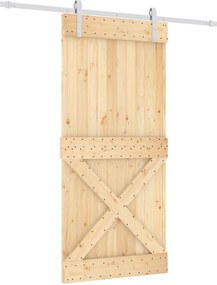 vidaXL Συρόμενη Πόρτα Φυσικό και Λευκό 95 x 210 cm