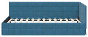 vidaXL Κρεβάτι Γωνίας με κεφαλάρι Μπλε 90 x 200 cm Βελούδο