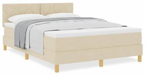 vidaXL Κρεβάτι box spring με στρώμα με στρώμα Κρεμ 140 x 190 cm ύφασμα