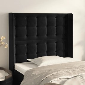 Κεφαλάρι με Πτερύγια Μαύρο 103x16x118/128 εκ. Βελούδινο - Μαύρο