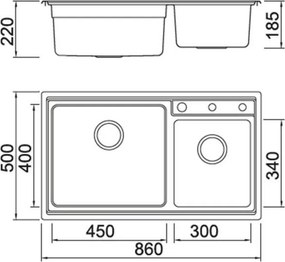Karag BL709 Satine 86x50 - Ανοξειδωτος Νεροχυτης