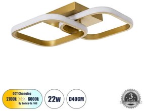 NORA 61063 Φωτιστικό Οροφής Design LED CCT 22W 2640lm 300° AC 220-240V-Εναλλαγή Φωτισμού μέσω Διακόπτη On/Off All I Globostar 61063 Χρυσό