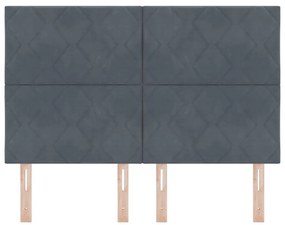 vidaXL LED Κεφαλάρι σε σχέδιο διαμαντιών, γκρι σκούρο, 144 εκ, βελούδο