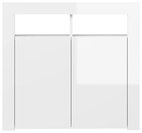 Ντουλάπι με LED Γυαλιστερό Λευκό 80 x 35 x 75 εκ. - Λευκό