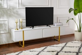 Έπιπλο Τηλεόρασης Λευκό / Χρυσό PEVEI 180x30x50