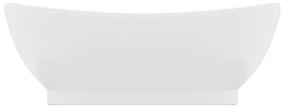 Νιπτήρας με Υπερχείλιση Οβάλ Λευκό Ματ 58,5x39 εκ. Κεραμικός - Λευκό