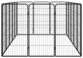 vidaXL Κλουβί Σκύλου 16 Πάνελ Μαύρο 50x100 εκ. Ατσάλι με Βαφή Πούδρας