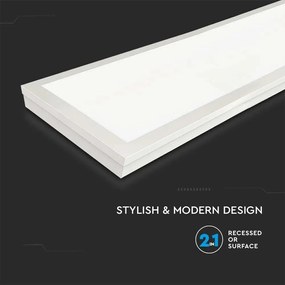 V-TAC LED panel Baclite χωνευτό/επιφανειακό 120×30 40W 3000K θερμό λευκό 100LM/W 6624
