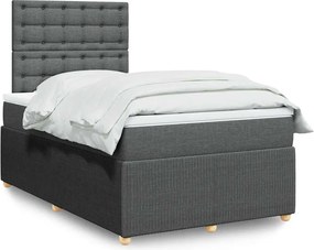 vidaXL Κρεβάτι Boxspring με Στρώμα Σκούρο Γκρι 120x190 εκ Υφασμάτινο