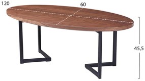 ΤΡΑΠΕΖΙ ΣΑΛΟΝΙΟΥ HM9468.02 MDF ME ΚΑΠΛΑΜΑ ΑΠΟ ΞΥΛΟ ΦΡΑΞΟΥ 120x60x45,5Yεκ.