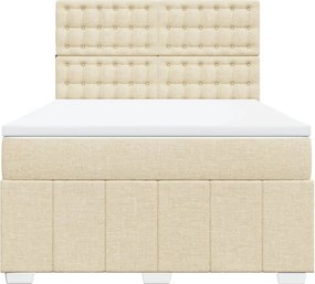 vidaXL Κρεβάτι Boxspring με Στρώμα Κρεμ 140x200 εκ. Υφασμάτινο