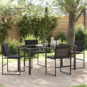 vidaXL Σέτ φαγητού για κήπο 5 pcs Μαύρο 160 x 80 x 73 εκ