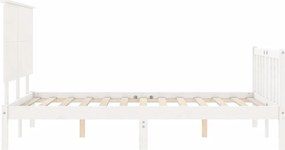 vidaXL Πλαίσιο Κρεβατιού με Κεφαλάρι Λευκό Μασίφ Ξύλο Small Double