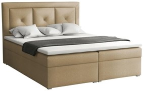 Κρεβάτι continental Pomona 113, Continental, Διπλό, Ανοιχτό καφέ, 160x200, Ταπισερί, Τάβλες για Κρεβάτι, 160x215x115cm, 162 kg, Στρώμα: Ναι