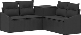vidaXL Σετ Καναπέ 5 τμχ. Μαύρο 178,5 x 178,5 x 85 εκ