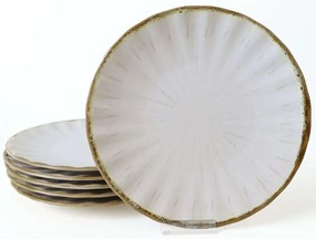 Πιάτο Ρηχό (Σετ 6Τμχ) 275KRM2393 27cm White-Gold Hermia Κεραμικό